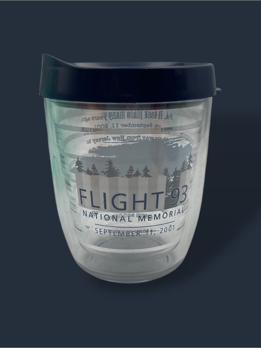 Flight 93 National Memorial Double Wall Tumbler 16oz Clear Cup Blue Lid